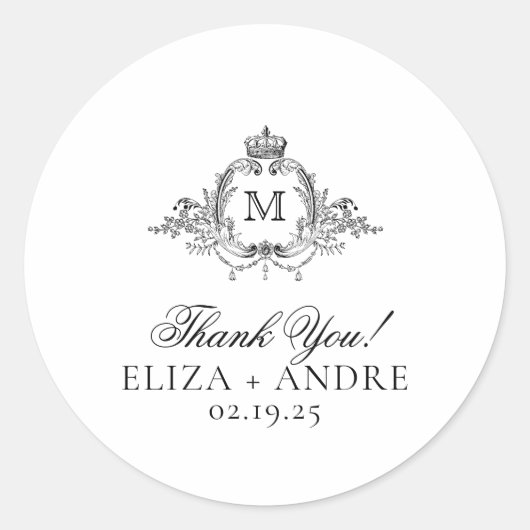 クレスト王室のリースエレガントモノグラムサンキュー ラウンドシール (正面)