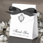 クレスト結婚のモノグラムブラック&ホワイトありがとう フェイバーボックス