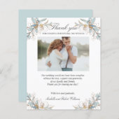 クレスト金ゴールドと青フローラ結婚の写真ありがとう (正面/裏面)