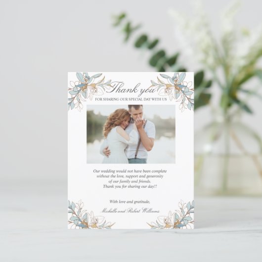 クレスト金ゴールドと青フローラ結婚の写真ありがとう (スタンド正面)