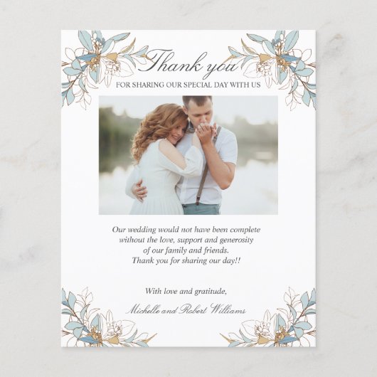 クレスト金ゴールドと青フローラ結婚の写真ありがとう (正面)