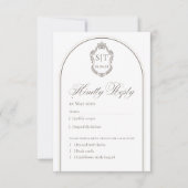 クレスト モノグラム モカ＆クリーム 結婚式 RSVP カード (正面)