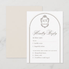 クレスト モノグラム モカ＆クリーム 結婚式 RSVP カード