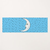 クレセントホワイトムーン顔ブラックパイプスターオンブルー ヨガマット (正面(横))