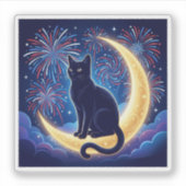 クレセントムーンねこ愛国花火 7月4日 シール (正面)