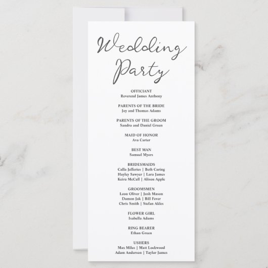 クレセントムーンスターライトスカイホワイト結婚式 プログラム (裏面)