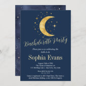 クレセントムーンスターリーナイトネイビーバチェロレッテ 招待状 (正面/裏面)