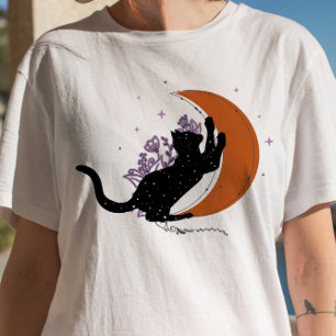 クレセントムーンスピリチュアルキャットゴシックパステル Tシャツ