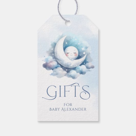クレセントムーンベビー顔ギフトタイポグラフィ ギフトタグ (裏面)