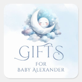 クレセントムーンベビー顔ギフトタイポグラフィ スクエアシール