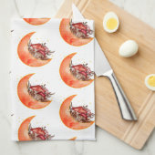 クレセントムーンマッシュルームコテージコーリーモビノミコロジー キッチンタオル (四つ折り)