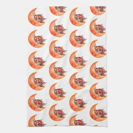 クレセントムーンマッシュルームコテージコーリーモビノミコロジー キッチンタオル (縦)