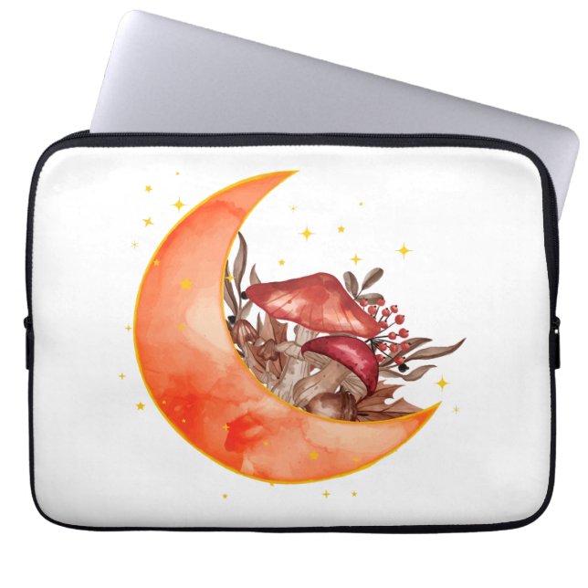 クレセントムーンマッシュルームコテージコーリーモビノミコロジー ラップトップスリーブ (正面)