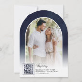 クレセントムーンユーカリプトゥスアーチネイビーブライダルシャワー 招待状 (裏面)