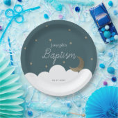 クレセントムーン&スターズネイビーブルーバプテスマ紙 ペーパープレート (パーティー)