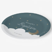 クレセントムーン&スターズネイビーブルーバプテスマ紙 ペーパープレート (アングル)