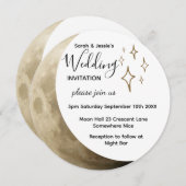 クレセントムーン&金ゴールドスター結婚式招待状 招待状 (正面/裏面)