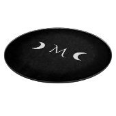 クレセントモダンムーンズブラックとホワイトモノグラム カッティングボード (角)