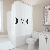 クレセントモダンムーンズブラックとホワイトモノグラム シャワーカーテン (インサイチュ)