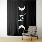 クレセントモダンムーンズブラックとホワイトモノグラム タペストリー (インサイチュ)