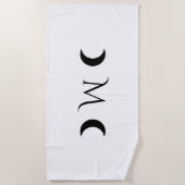 クレセントモダンムーンズブラックとホワイトモノグラム ビーチタオル (正面)