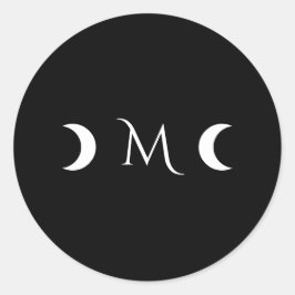 クレセントモダンムーンズブラックとホワイトモノグラム ラウンドシール