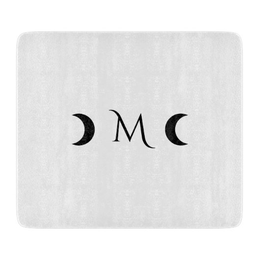 クレセントモダンムーンズホワイトとブラックモノグラム カッティングボード (正面)