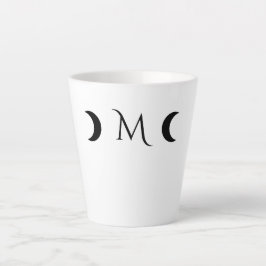 クレセントモダンムーンズホワイトとブラックモノグラム カフェラテマグ