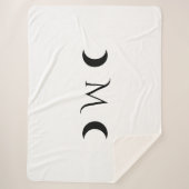 クレセントモダンムーンズホワイトとブラックモノグラム シェルパブランケット (正面)
