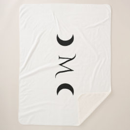 クレセントモダンムーンズホワイトとブラックモノグラム シェルパブランケット