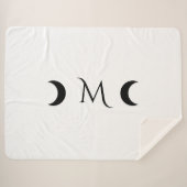 クレセントモダンムーンズホワイトとブラックモノグラム シェルパブランケット (正面(横))