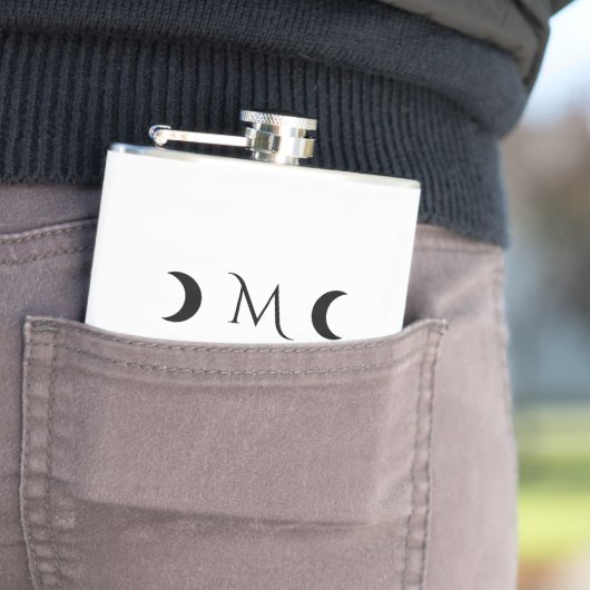 クレセントモダンムーンズホワイトとブラックモノグラム フラスク (インサイチュ)