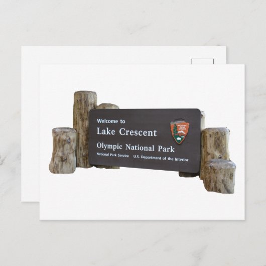 クレセント湖オリンピック国立公園入場標識 ポストカード (正面/裏面)