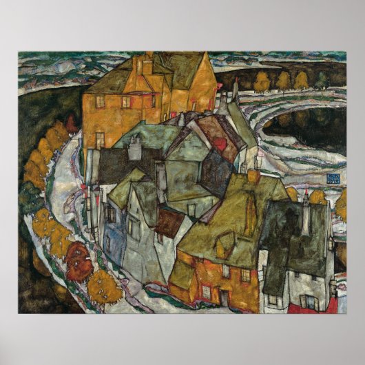 クレセント・オブ・ハウシズII、アイランド・タウンby Egon Schiele ポスター (正面)
