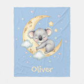 クレセント・ムーンに浮かぶ可愛らしい夢のコアラ フリースブランケット (正面)