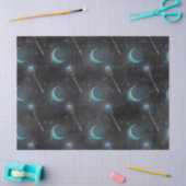 クレセント・ムーン・アンド・スタッフオン・ブラックデコパージュ 薄葉紙 (クラフト)