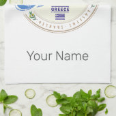 クレタアイランドギリシャレトロヴィンテージホリディ土産 キッチンタオル (折り畳み)