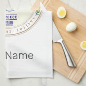 クレタアイランドギリシャレトロヴィンテージホリディ土産 キッチンタオル (四つ折り)