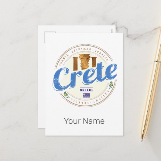 クレタアイランドギリシャレトロヴィンテージホリディ土産 シーズンポストカード (正面/裏面インサイチュ)