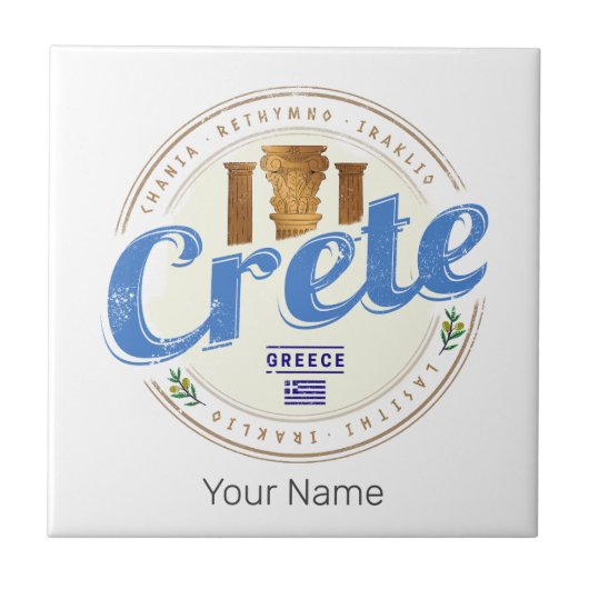 クレタアイランドギリシャレトロヴィンテージホリディ土産 タイル (正面)