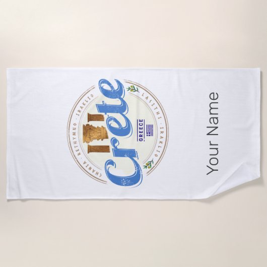 クレタアイランドギリシャレトロヴィンテージホリディ土産 ビーチタオル (正面)