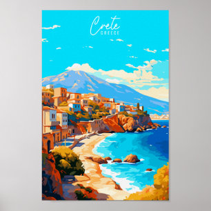 クレタギリシャのヴィンテージ旅行の場所イラストレーション ポスター