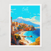クレタギリシャのヴィンテージ旅行の場所イラストレーション ポストカード (正面)