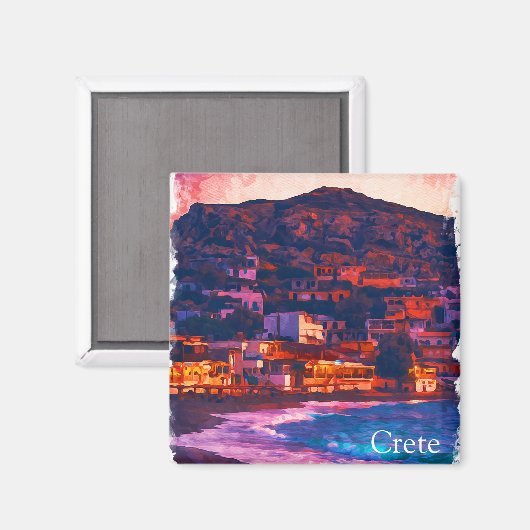 クレタギリシャの島の水の色絵画の マグネット (正面/裏面)
