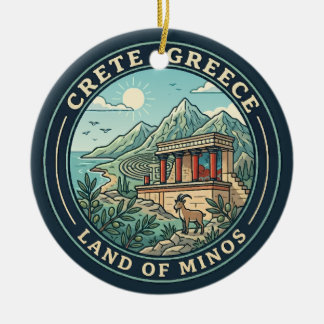 クレタギリシャイラスト旅行アートバッジ セラミックオーナメント