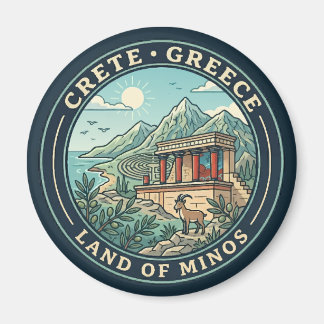 クレタギリシャイラスト旅行アートバッジ マグネット