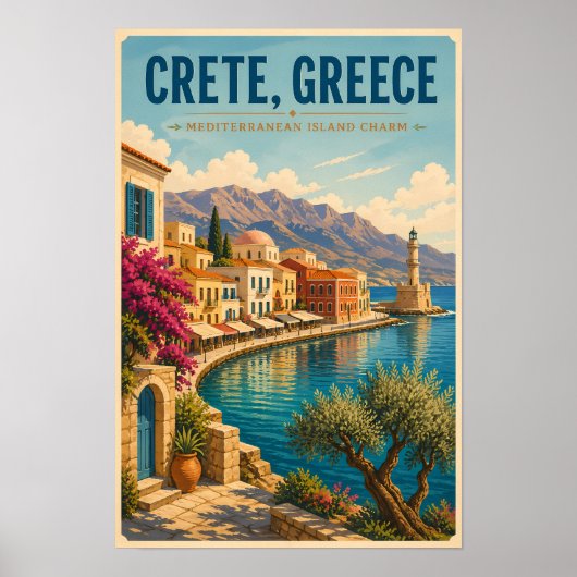 クレタギリシャイラスト旅行アートヴィンテージ ポスター (正面)