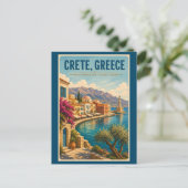 クレタギリシャイラスト旅行アートヴィンテージ ポストカード (スタンド正面)