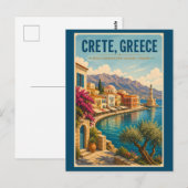 クレタギリシャイラスト旅行アートヴィンテージ ポストカード (正面/裏面)