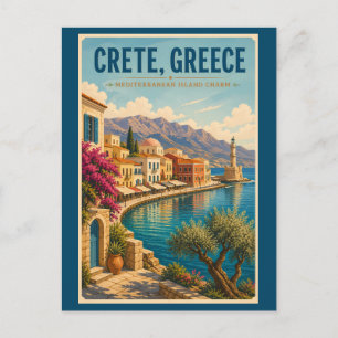 クレタギリシャイラスト旅行アートヴィンテージ ポストカード
